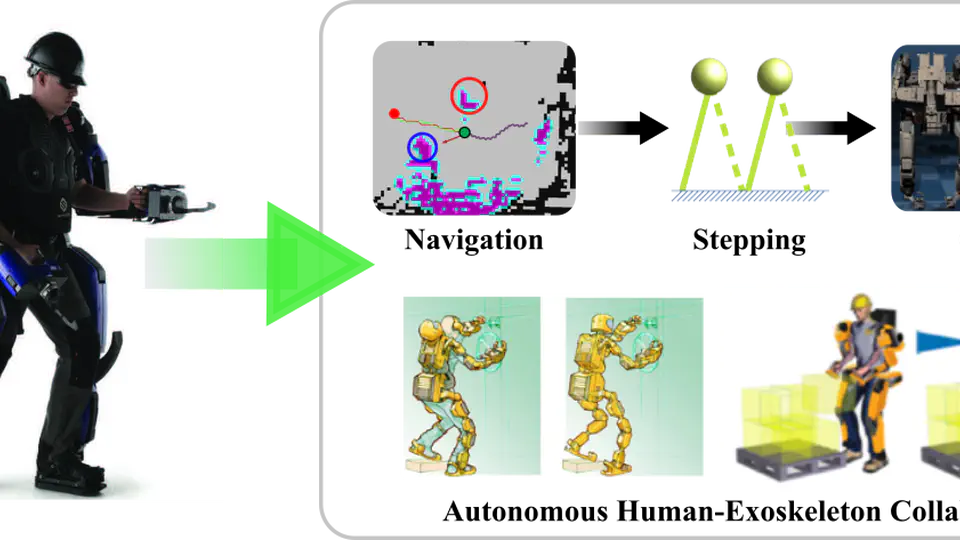 Research illustration of an industrial full-body exoskeleton.